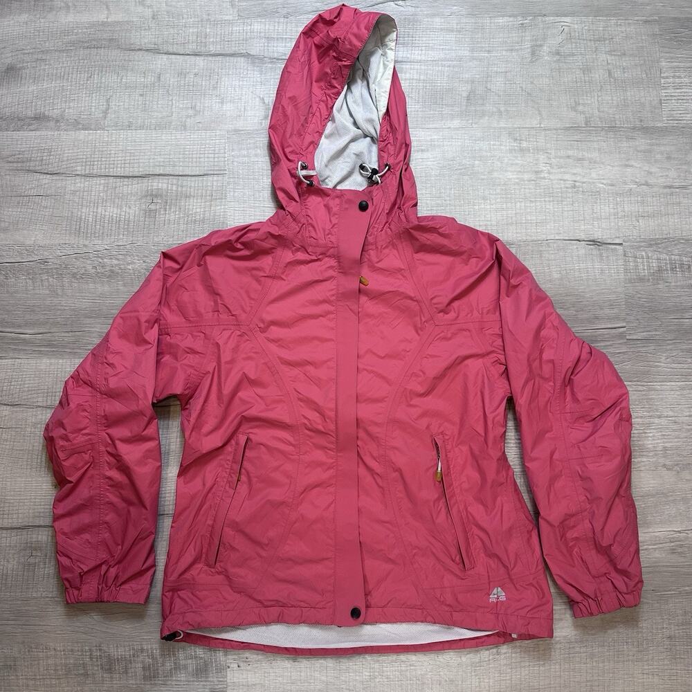 Vintage Nike ACG Jacket Womens Large Pink Fit Storm Zip Up Hooded Rain Coat Y2K